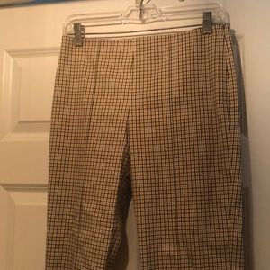 Theory Brown/Gold checkered Cropped Pant